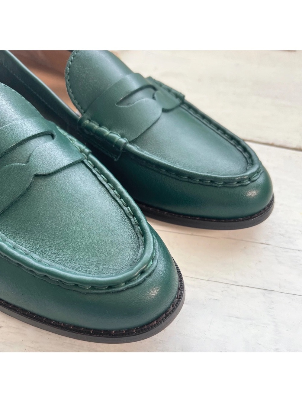 Ralph Lauren Wynnie Leather Women's Penny Loafer Shoe Sz 9 Season Green Holiday - Picture 7 of 15